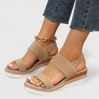 Orthopaedic elastic strap platform sandals in brown – women's arch support