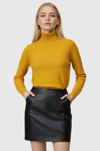 Yellow Fleece Lined Thermal Turtleneck