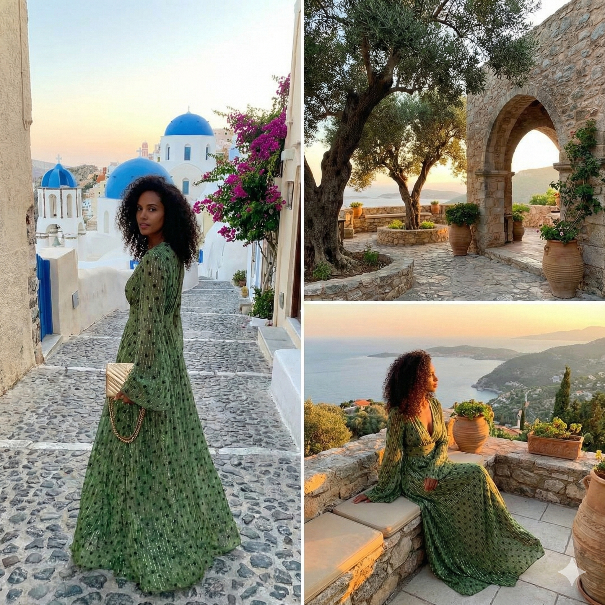 Women's long sleeve shimmer maxi dress with flowing silhouette, full length view