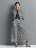Black chic tailored textured Co-Ord Set, front view