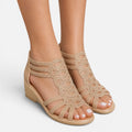 Women's orthopaedic wedge sandals front view beige arch support