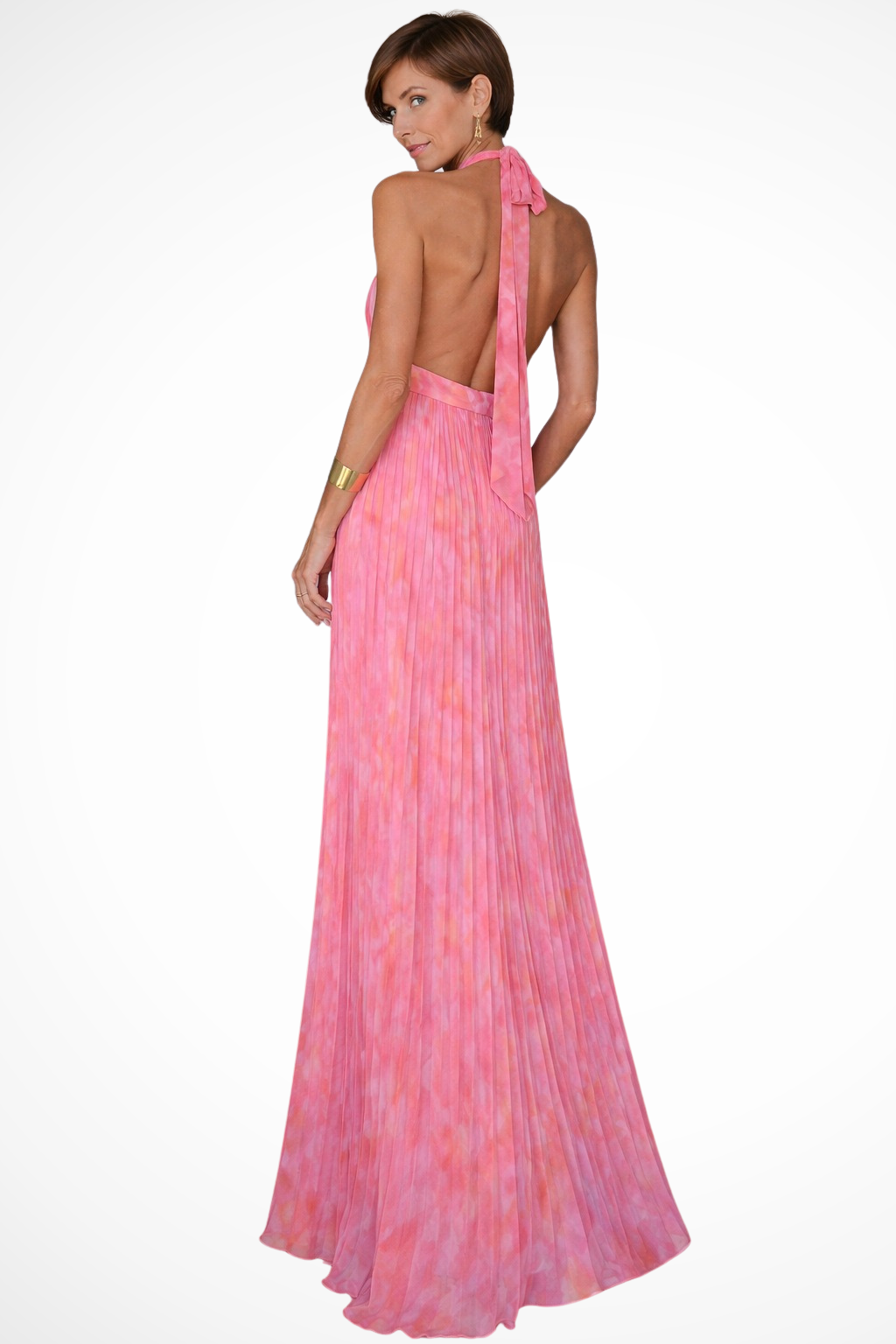 Wedding guest maxi dress three-quarter view garden