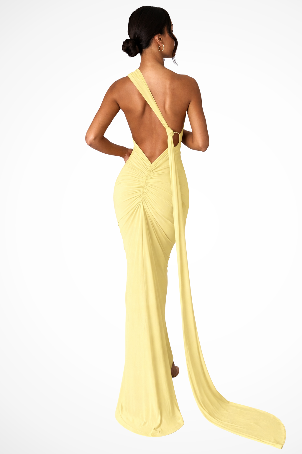 Women's race day maxi dress floor length trailing panel