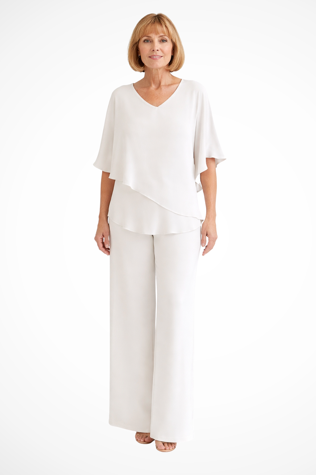 Women's batwing sleeve two piece set, close up of top detail