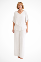 Women's batwing sleeve two piece set, close up of top detail