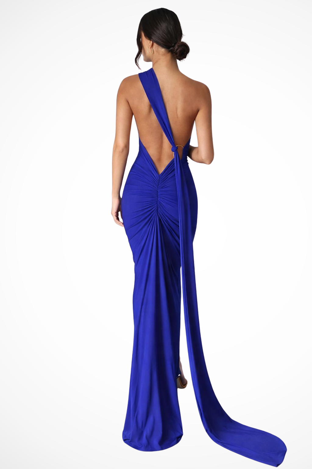 Women's backless maxi dress asymmetric shoulder