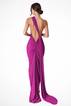 Women's elegant backless maxi dress full view