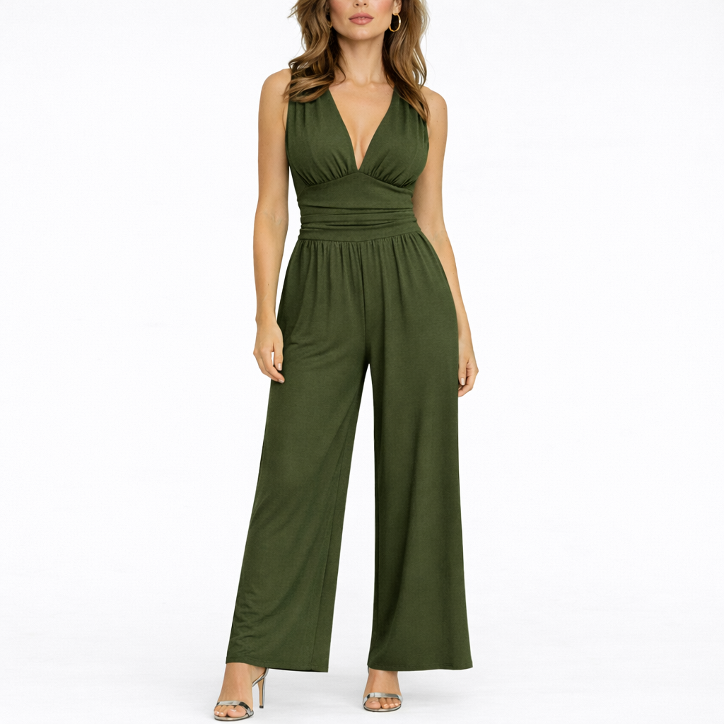 Women's occasion wide-leg jumpsuit smart casual look | Alba Muse
