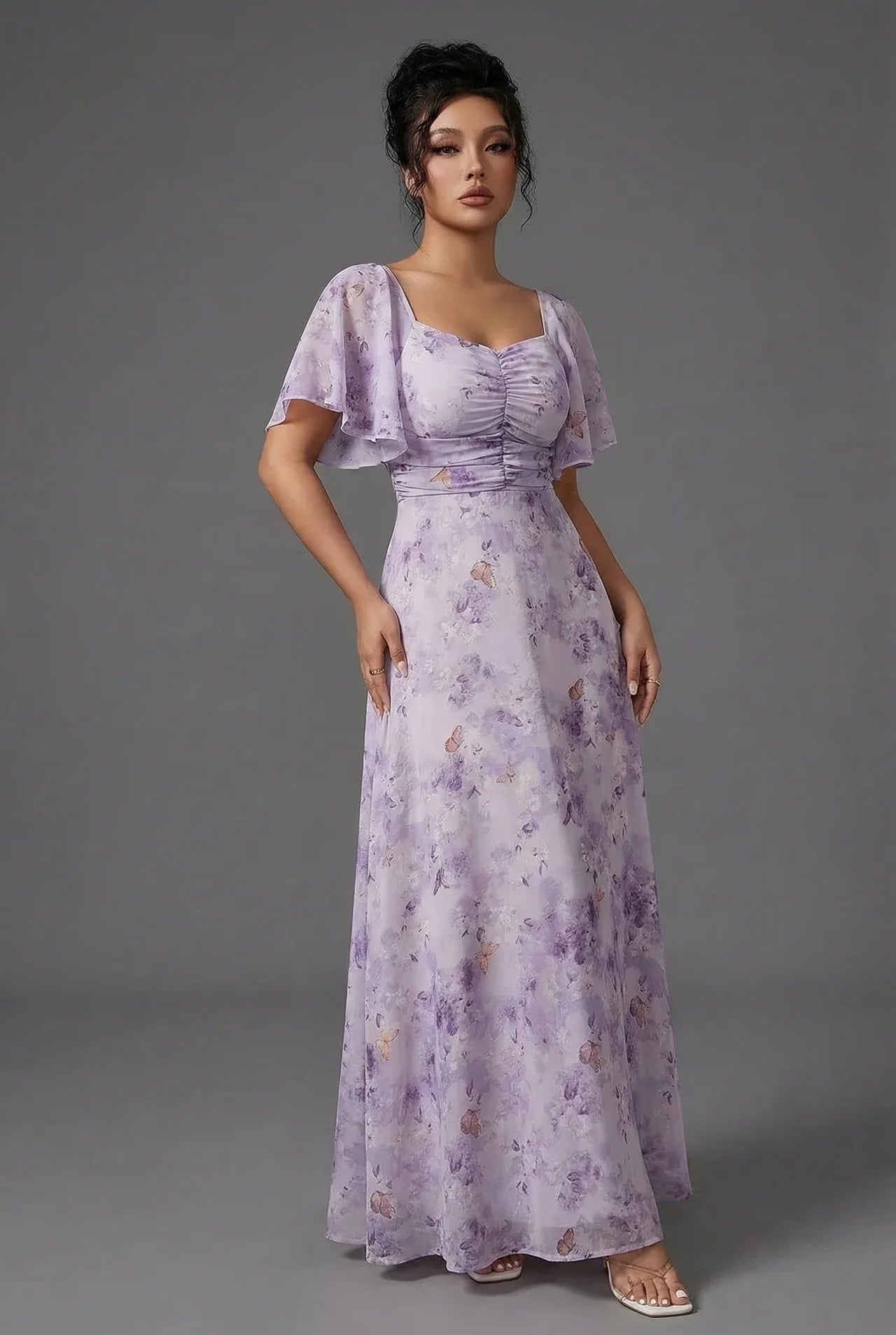 Women's floral maxi dress full length view