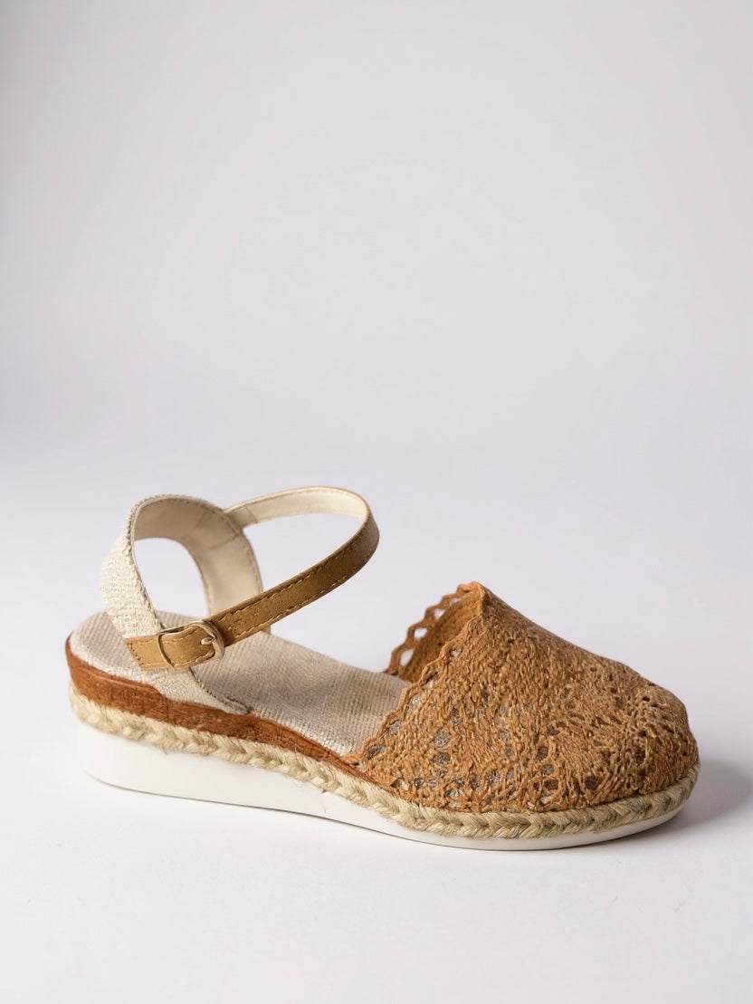 Women's boho wedge espadrille sandals, pair view on white background