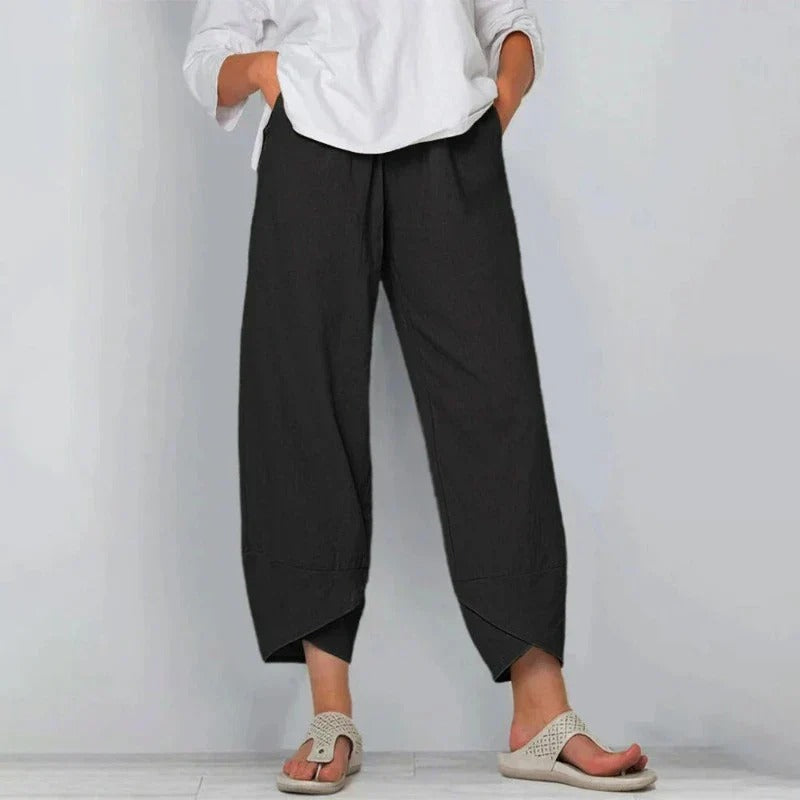 Women’s Linen-Look Cross-Hem Lantern Trousers