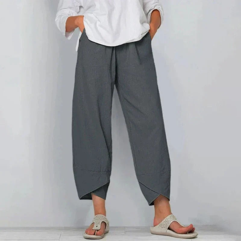 Women’s Linen-Look Cross-Hem Lantern Trousers