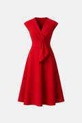 Jacie Belted V-Neck Crepe Midi Dress – Occasion Style