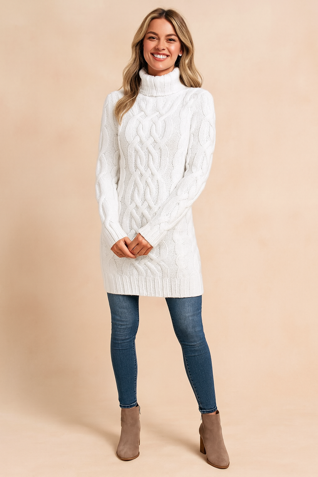 Cable-Knit Turtleneck Sweater