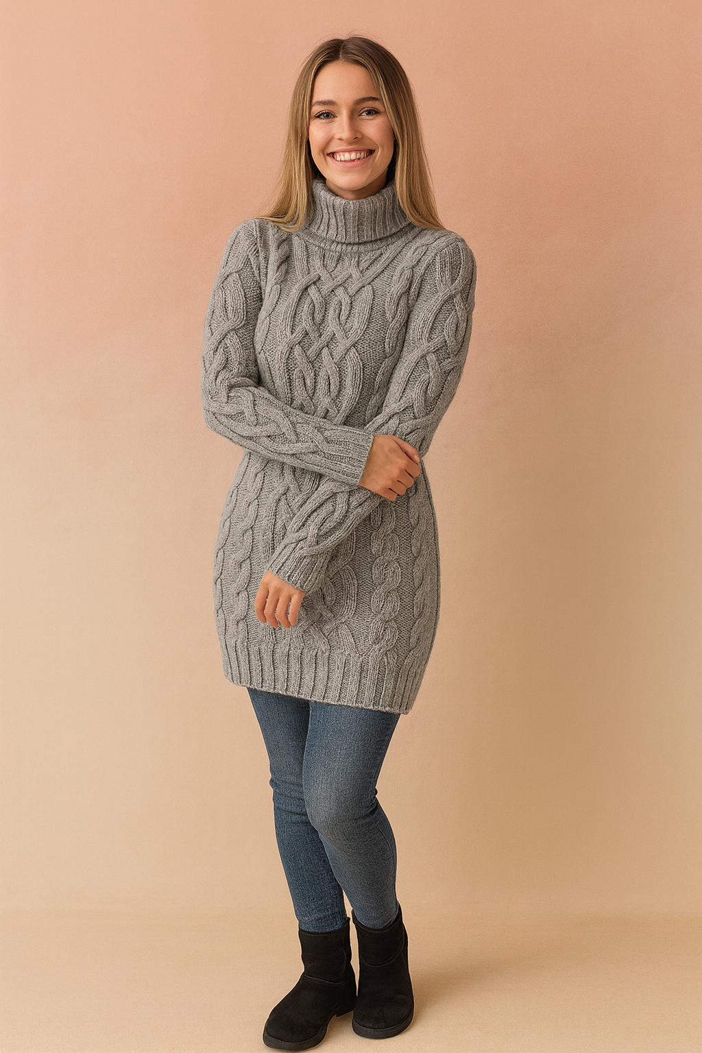 Cable-Knit Turtleneck Sweater