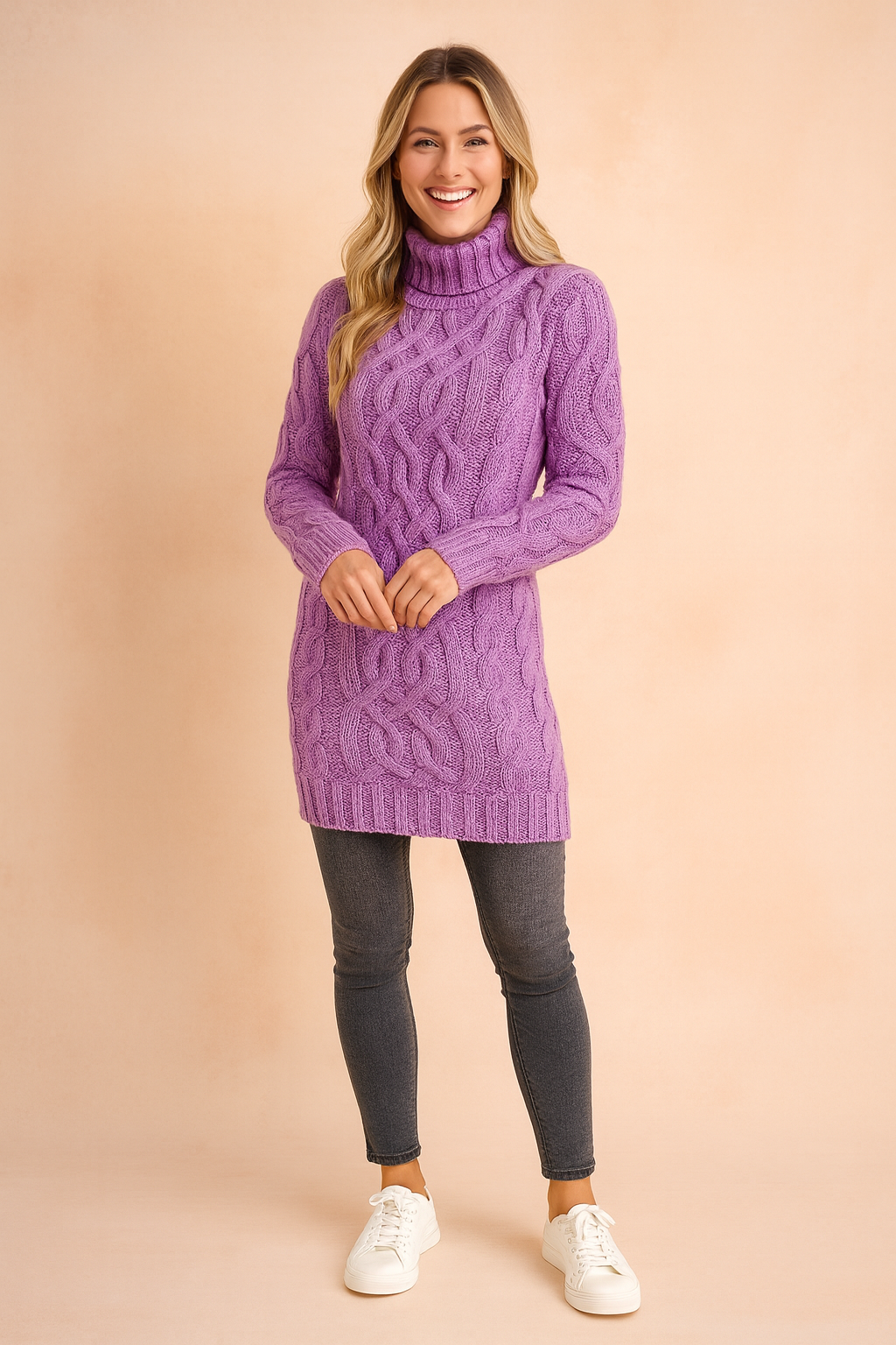 Cable-Knit Turtleneck Sweater