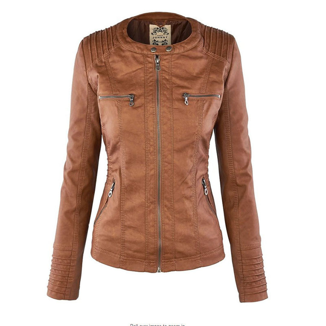 Black faux leather hooded Jacket