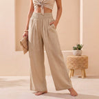 Alexandra flowing wide-leg pants, full length view