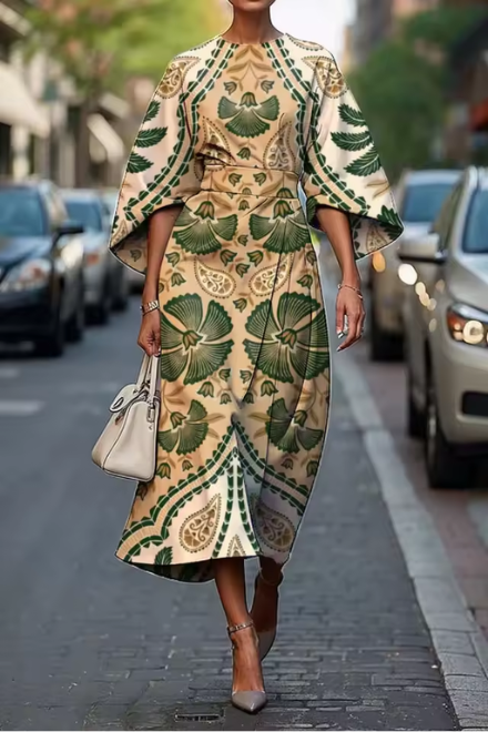 Elegant Print Midi Dress
