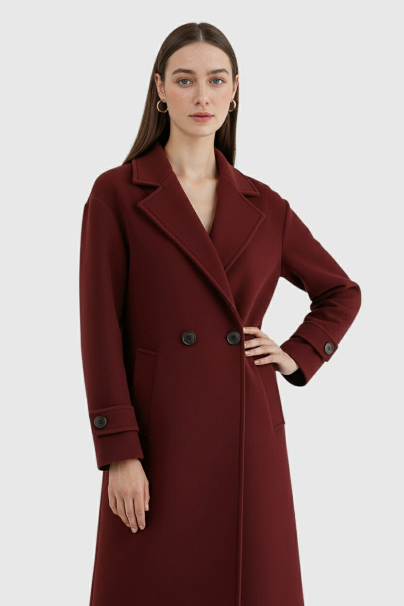 Long Burgundy Coat for Women