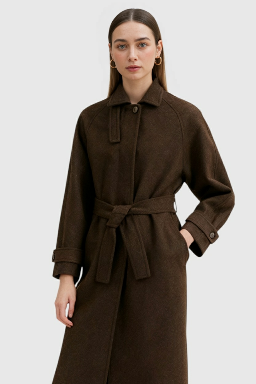 Long Women's Winter Coat in Brown