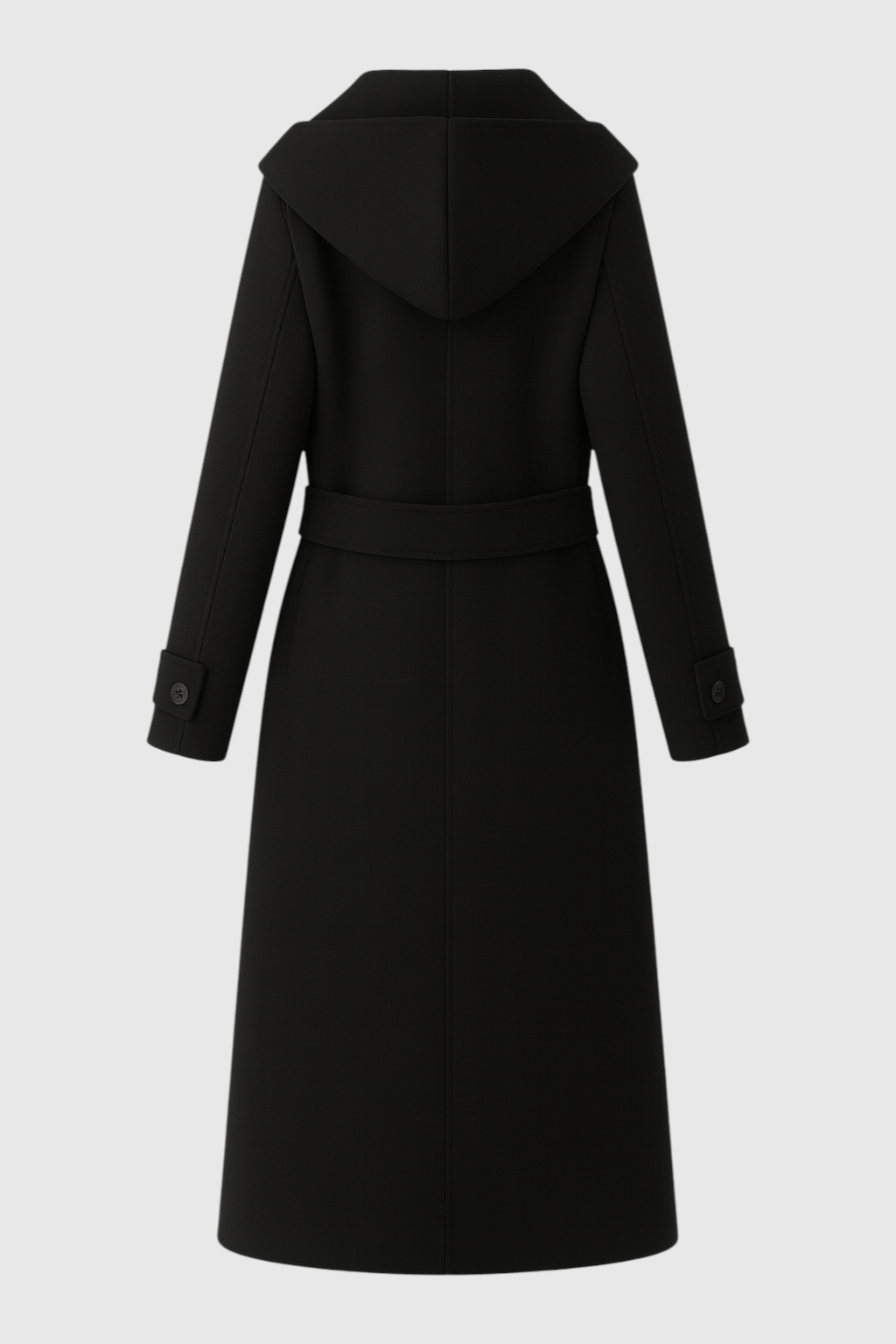Long Black Hooded Coat