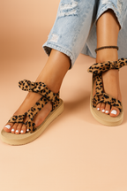 Bow sandals leopard print close-up
