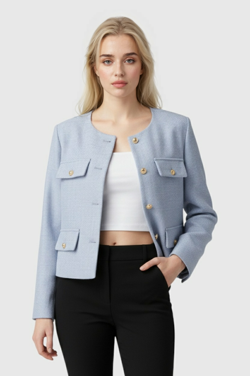 Light Blue Winter Short Jacket for Women