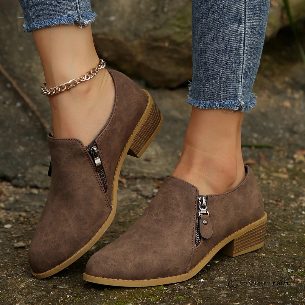 Women's Orthopedic Zip-Up Ankle Boots — worn on model