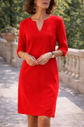 Women's smart casual summer shift dress in linen blend, product-only view