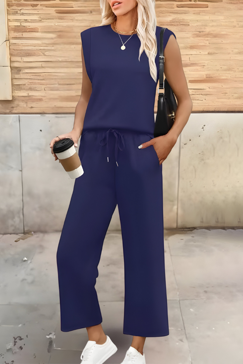 Wide-leg trousers co-ord set, side view