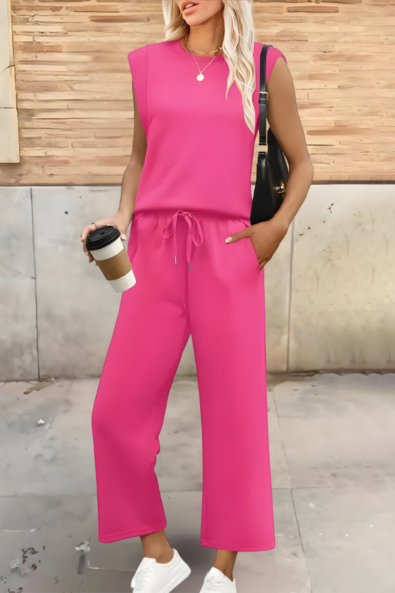 Wide-leg co-ord set, three-quarter view