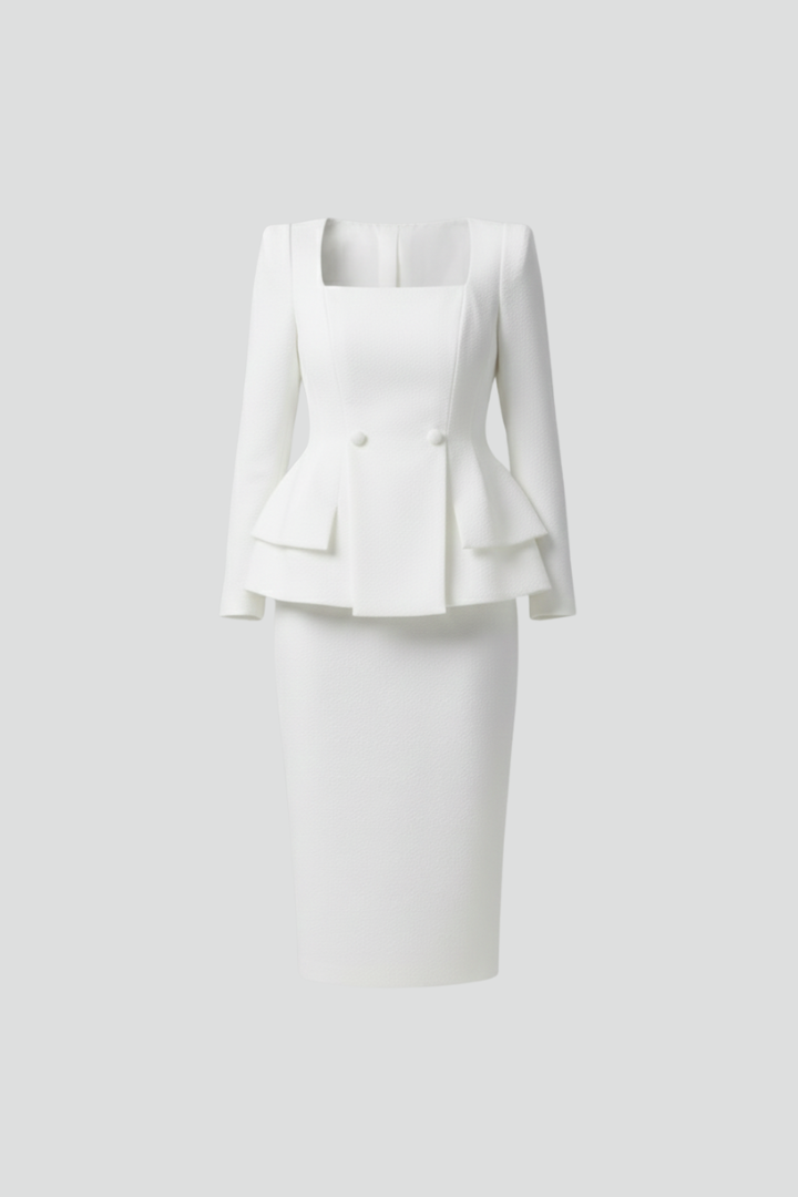 Black two-piece skirt suit set for women – formal occasion and wedding guest outfit