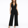 Chic Sleeveless Wide-Leg Jumpsuit in Black, front view