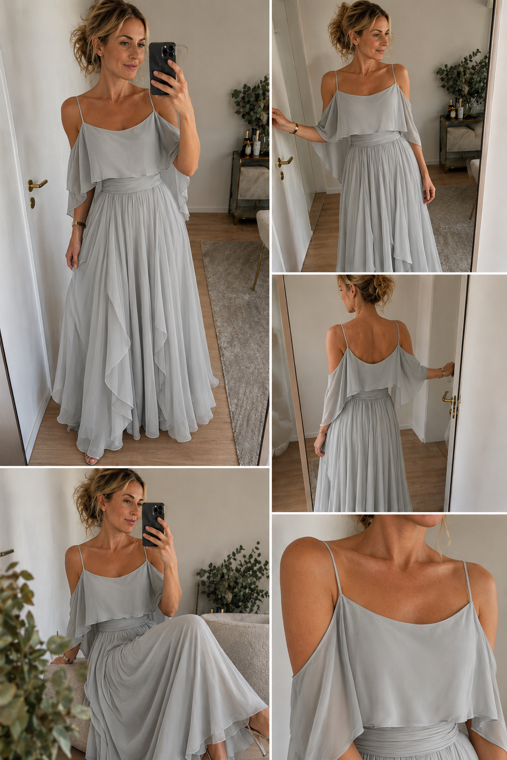 Open-Shoulder Chiffon Co-Ord Set for Elegant Occasions