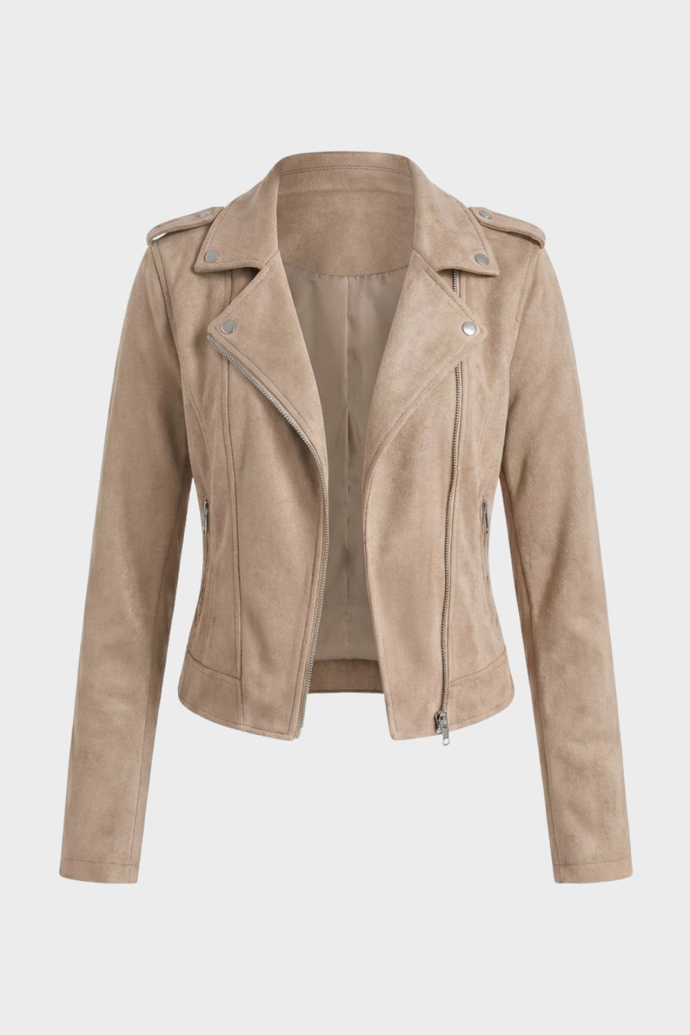 Black leather biker jacket