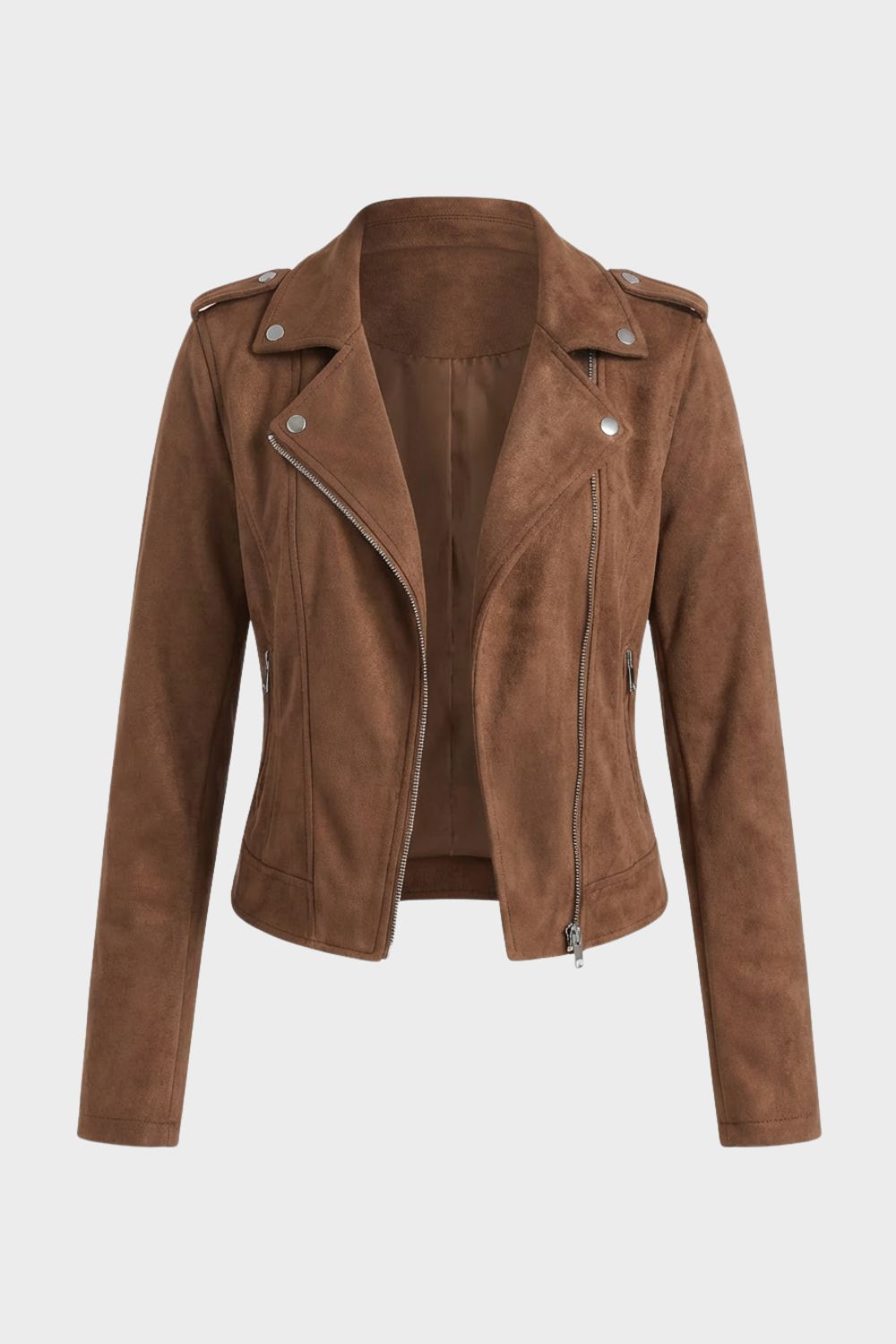 Black leather biker jacket