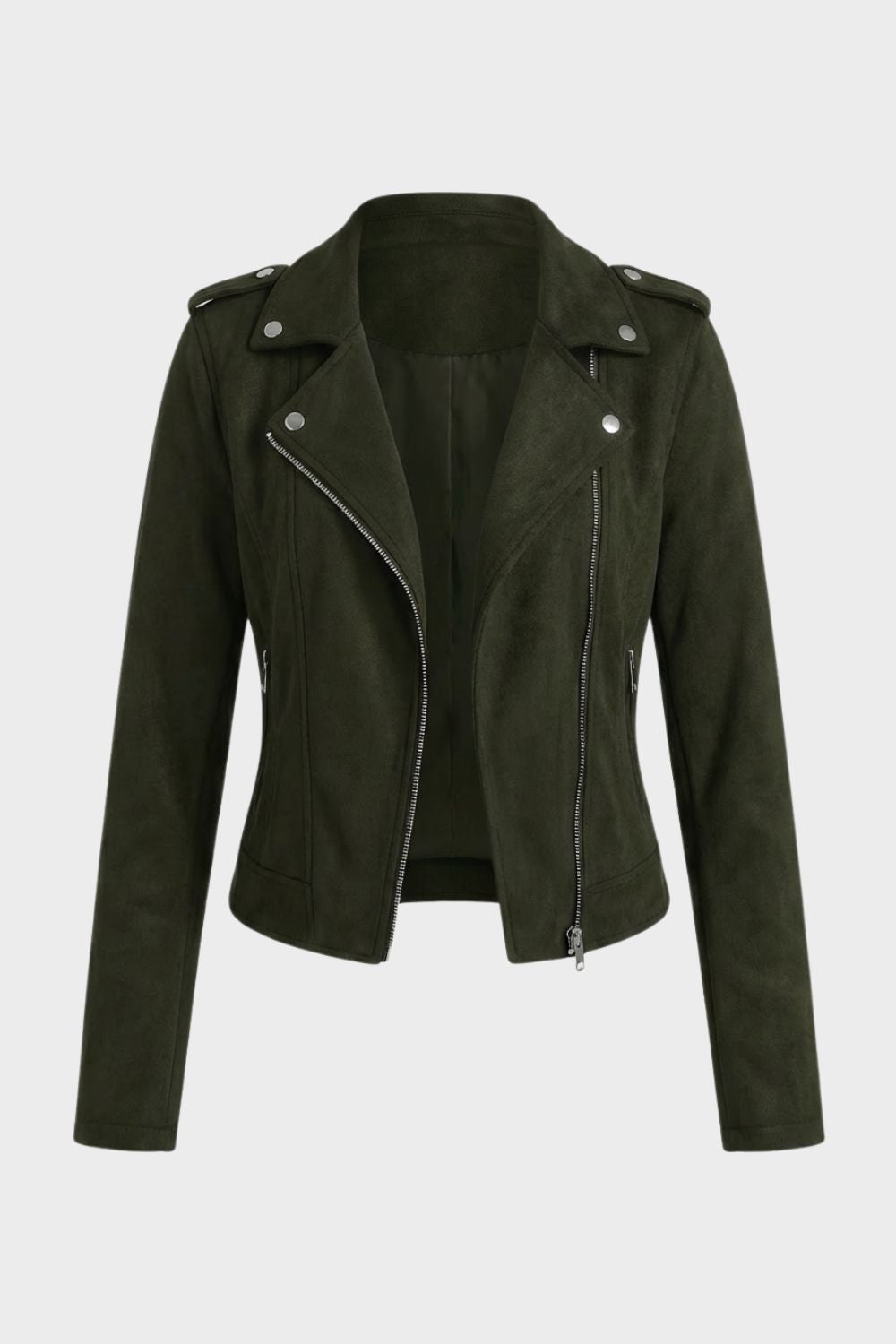 Black leather biker jacket