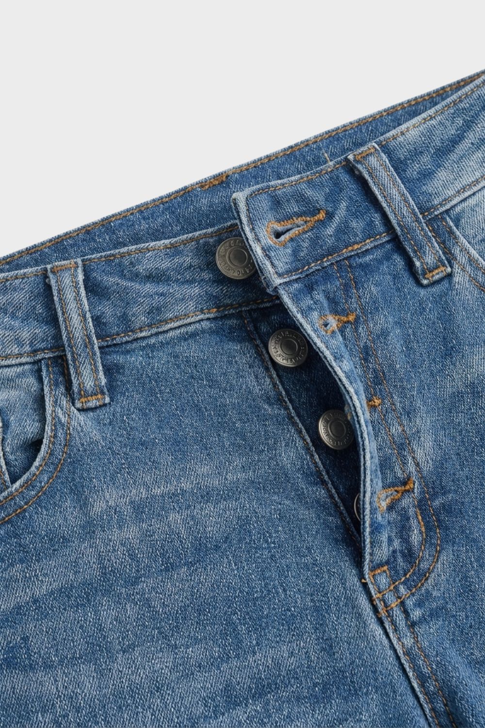 High-Waist Flared Jeans with Button Fly