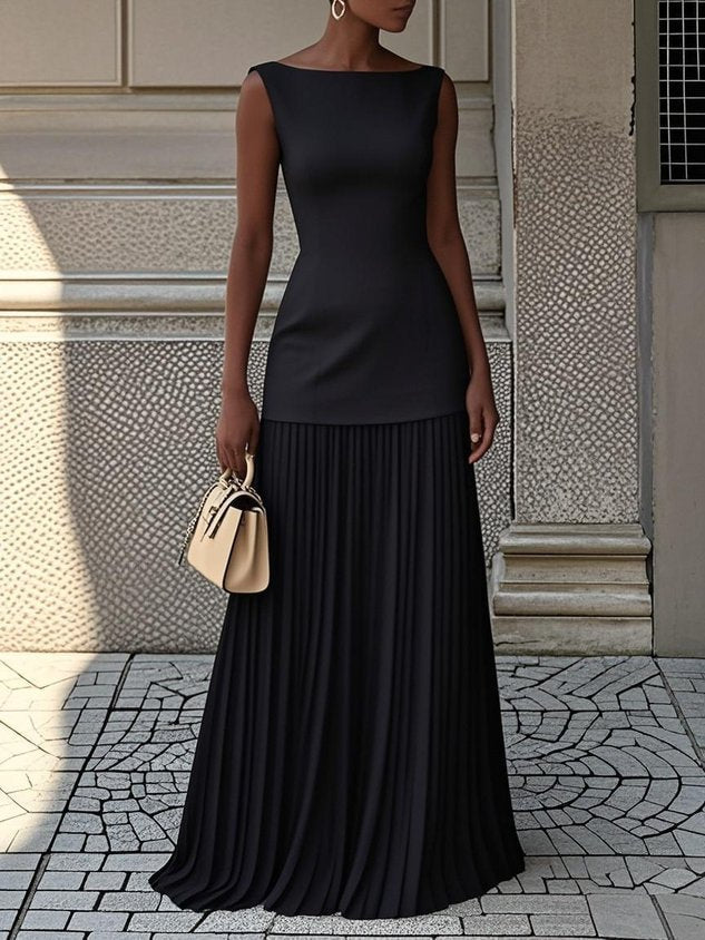 Sleeveless maxi dress in black, formal occasion wear for women | Alba Muse