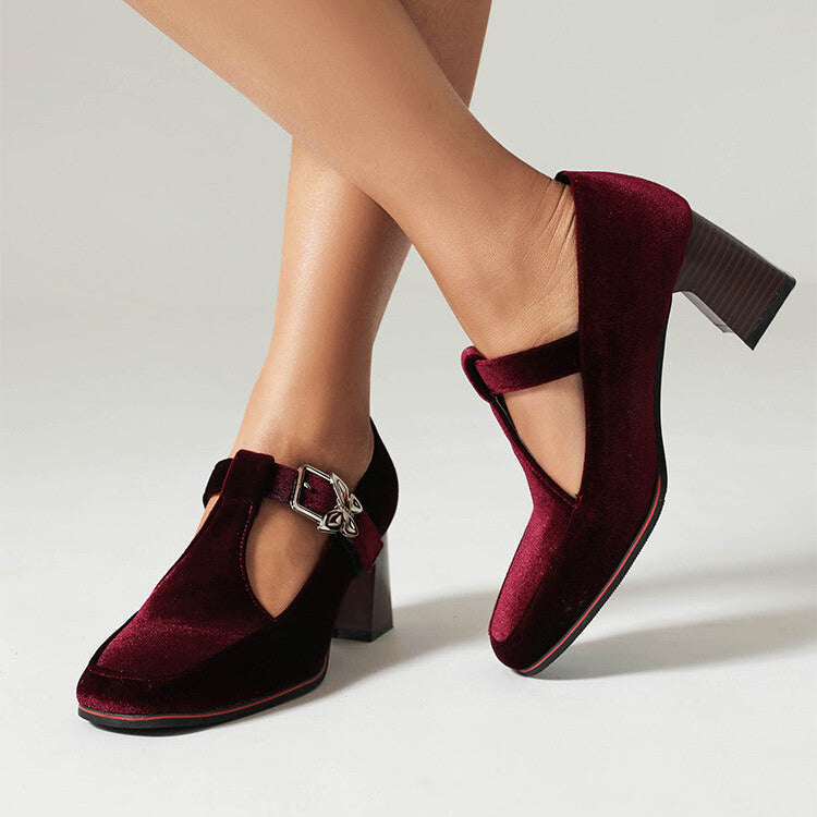 Emerald suede ankle-strap block heels