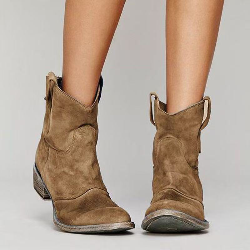 Women's Suede Ankle Boots — worn on model