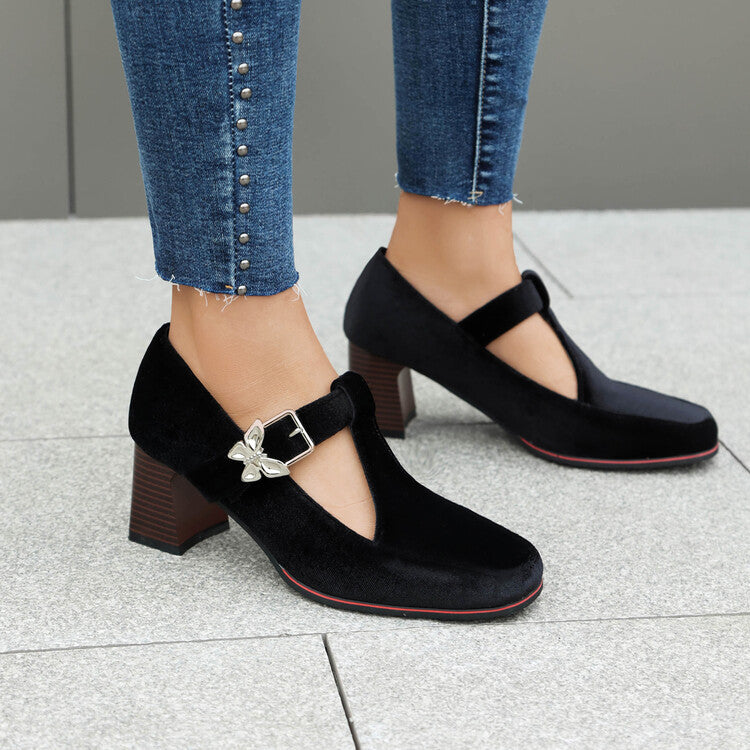 Emerald suede ankle-strap block heels