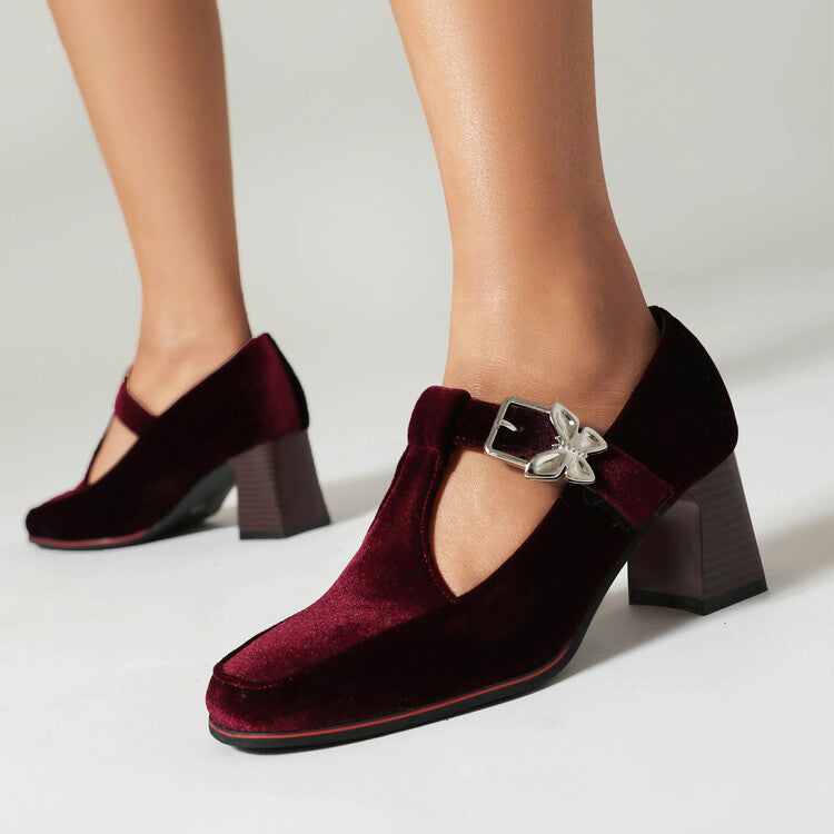 Emerald suede ankle-strap block heels