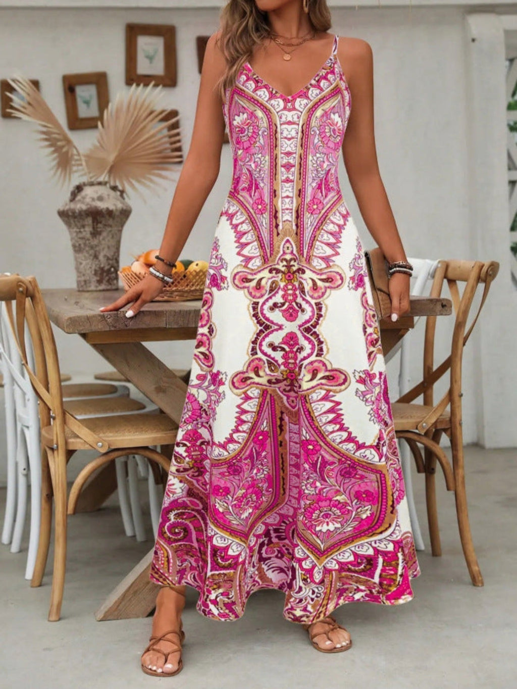 Paisley V-neck maxi dress women's boho summer | Alba Muse