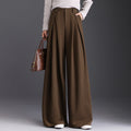 Olive Brown atelier wide-leg pleated Trousers, front view