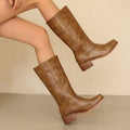 Light Brown Platform Boots, front view