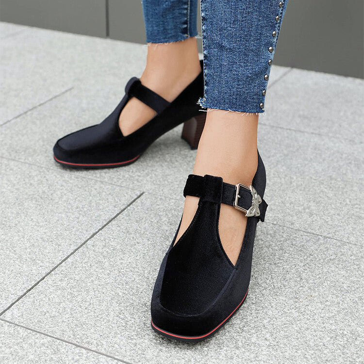 Emerald suede ankle-strap block heels