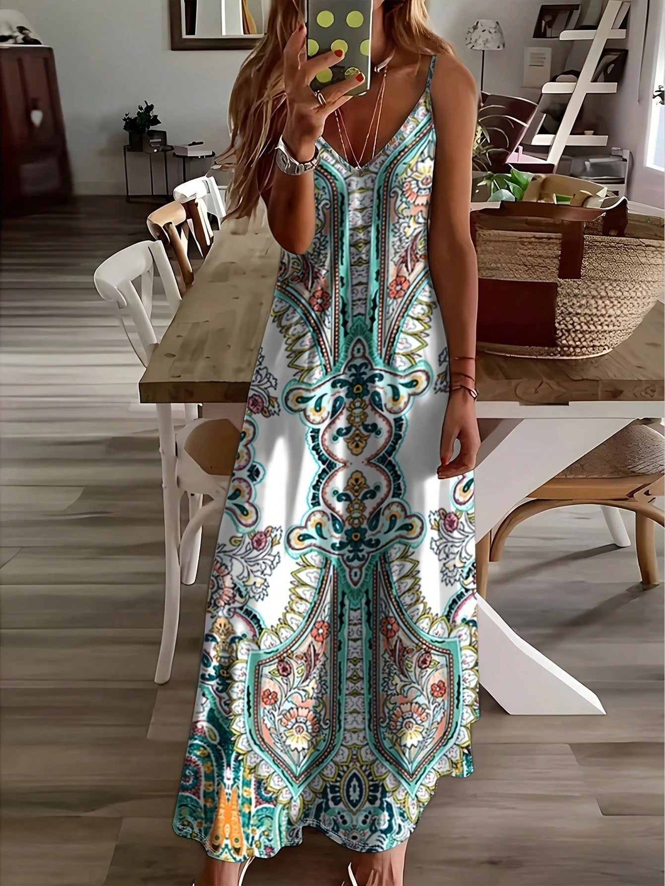 Boho maxi dress women's paisley print sleeveless summer | Alba Muse