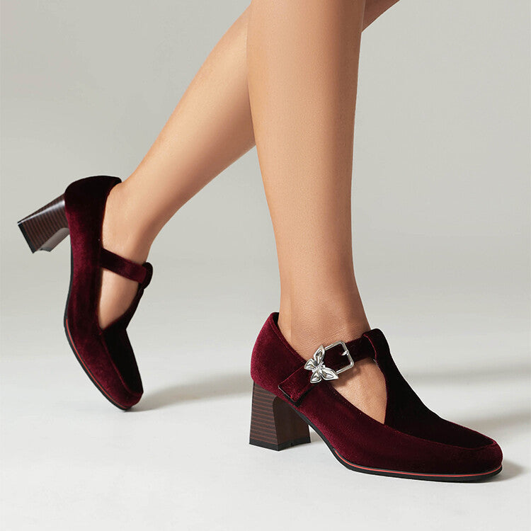 Emerald suede ankle-strap block heels